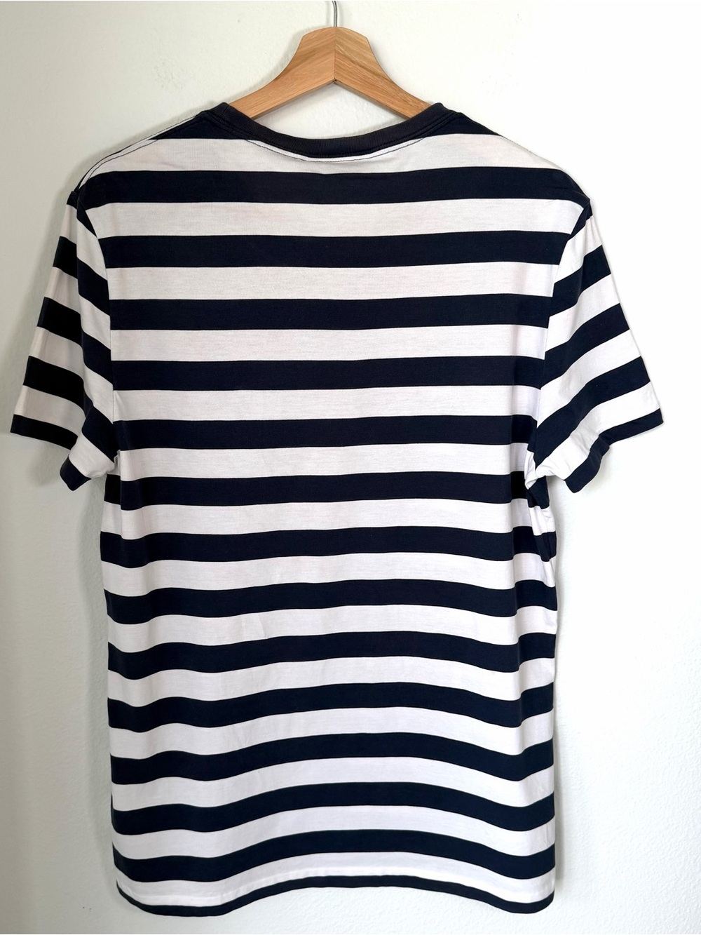 Burberry London Signature Logo Stripe Navy White Cotton T-Shirt Women’s Large - Picture 4 of 17